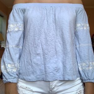 AMERICAN EAGLE light blue off the shoulder top